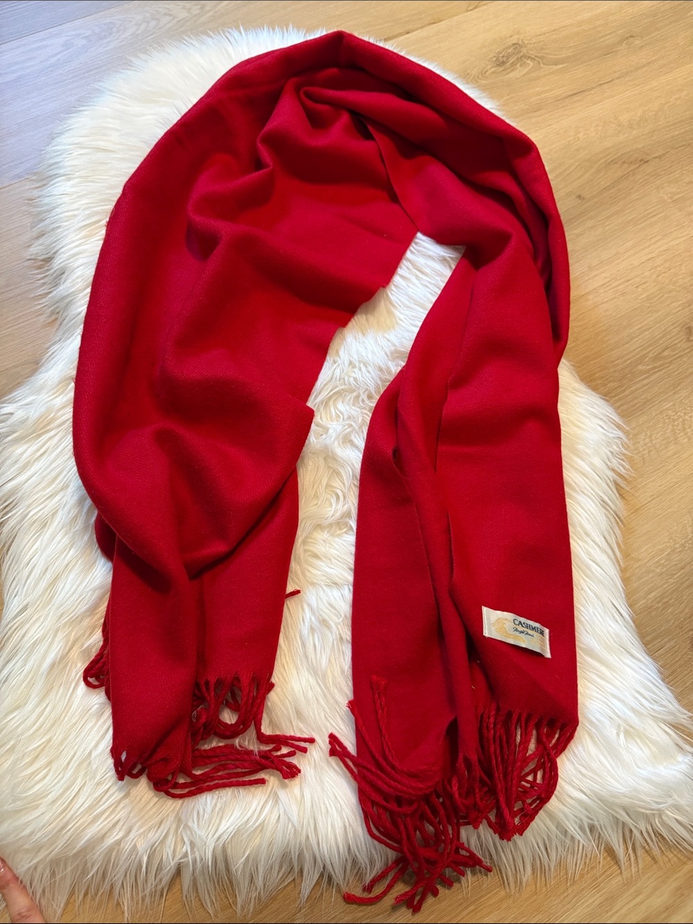 Women's Red Cashmere Scarf - Soft Luxury Wrap
